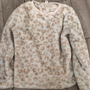 Soft Beige and White Plush sweater for girls